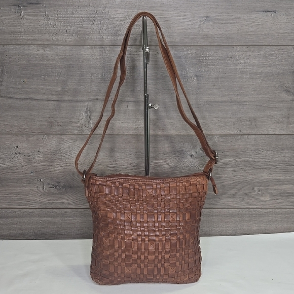 Vilenca Holland Brown Woven Crossbody Shoulder Bag - Picture 1 of 8
